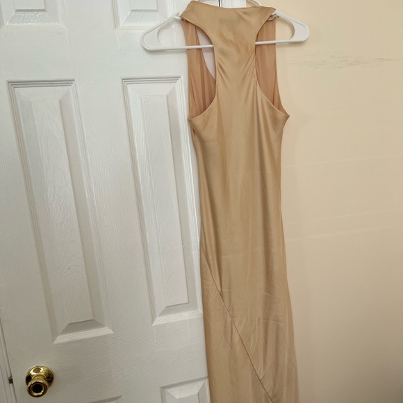 Banana republic satin gold cream midi dress like new size   6 altered - Picture 4 of 5